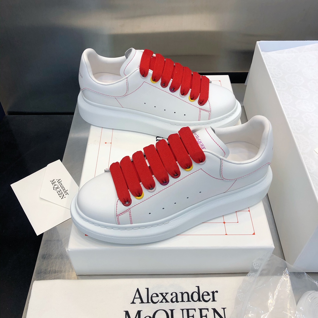 MCQ Oversized Sneaker in Red Lace with White Heel