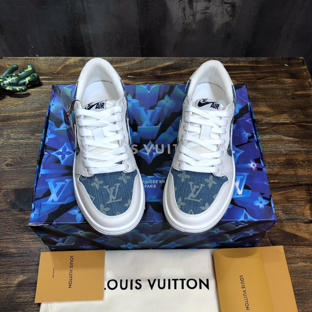 LV x AJ1 Lace-up Sneakers In White
