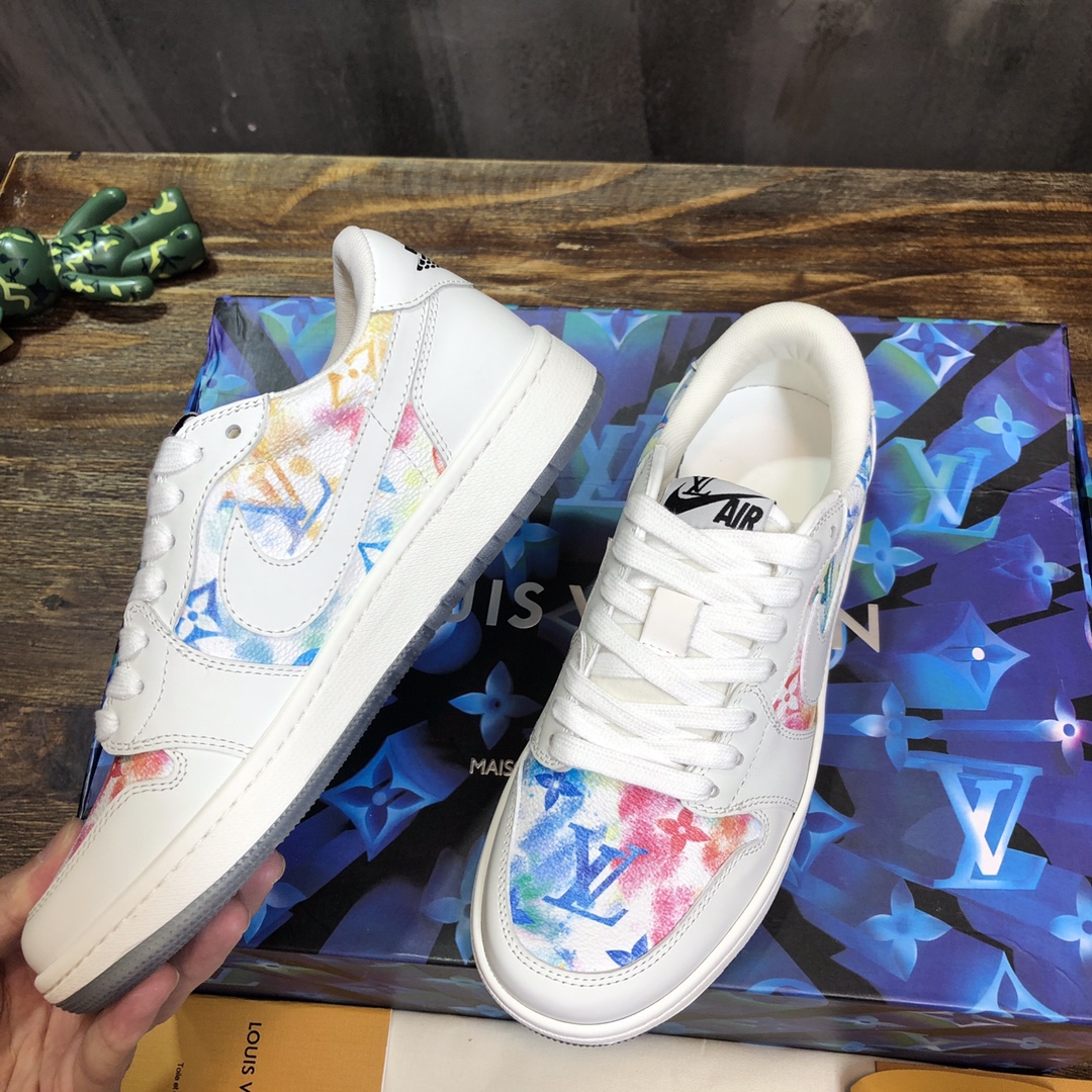 LV x AJ1 Lace-up Sneakers In White