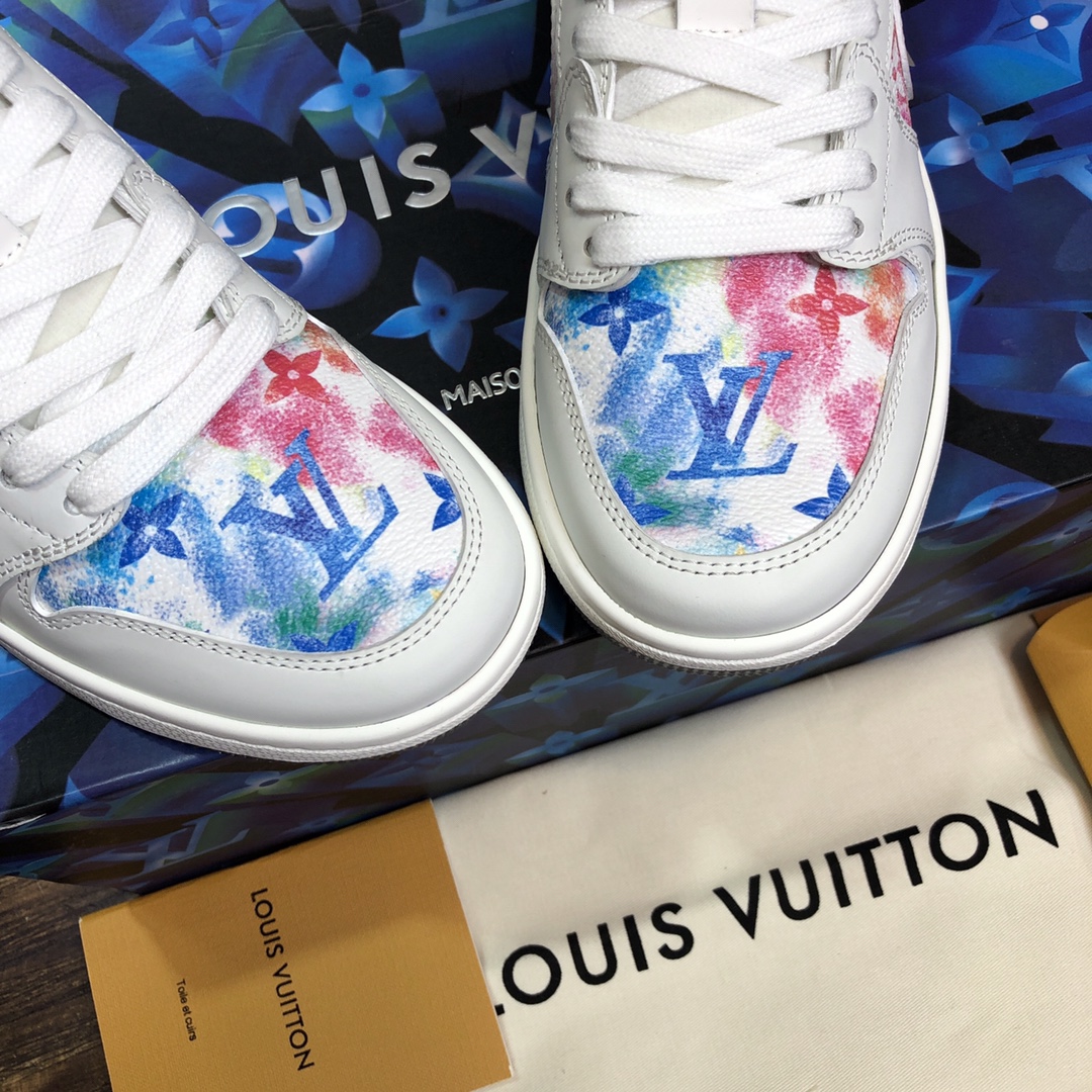 LV x AJ1 Lace-up Sneakers In White