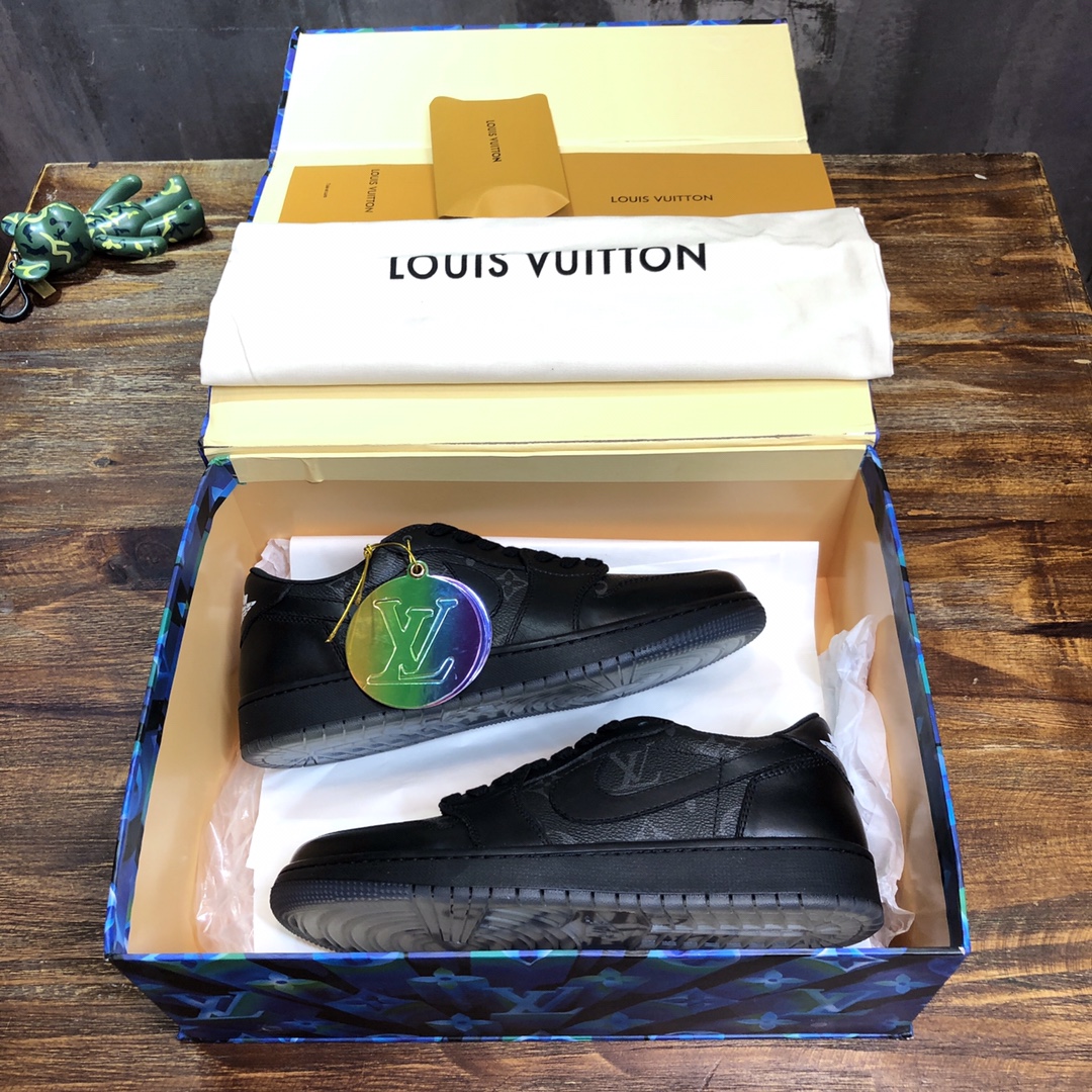 LV x AJ1 Lace-up Sneakers in black