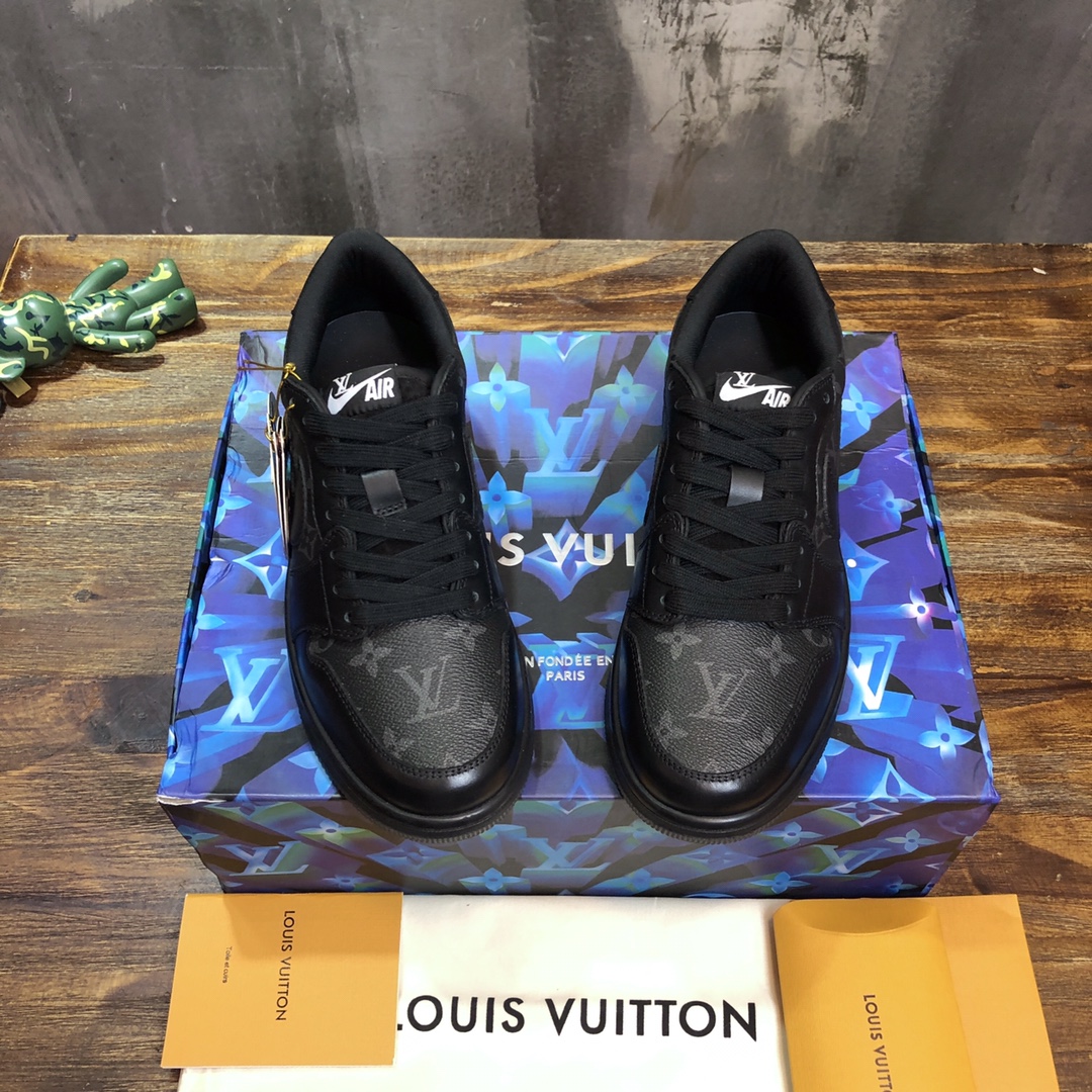 LV x AJ1 Lace-up Sneakers in black