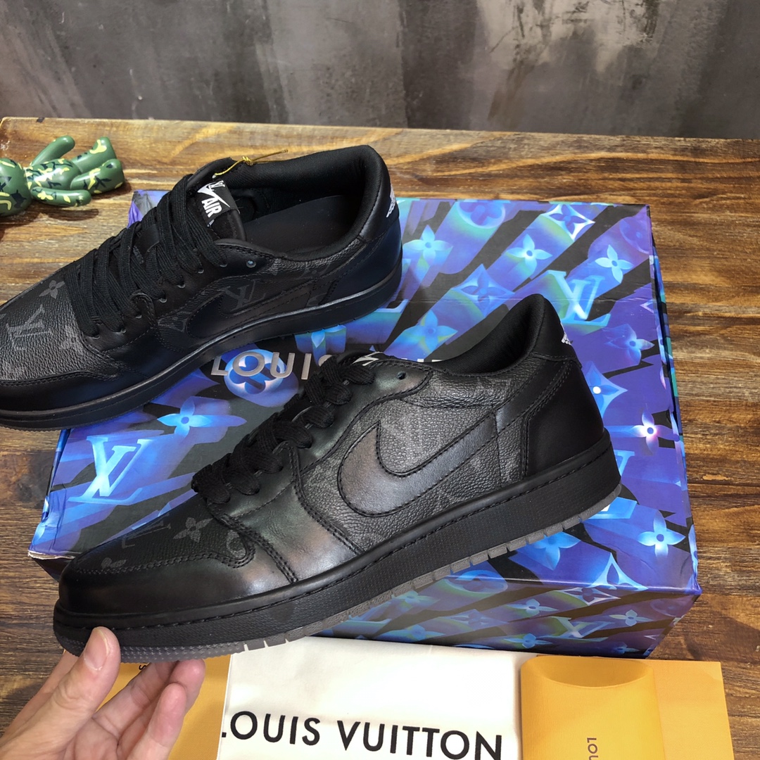 LV x AJ1 Lace-up Sneakers in black