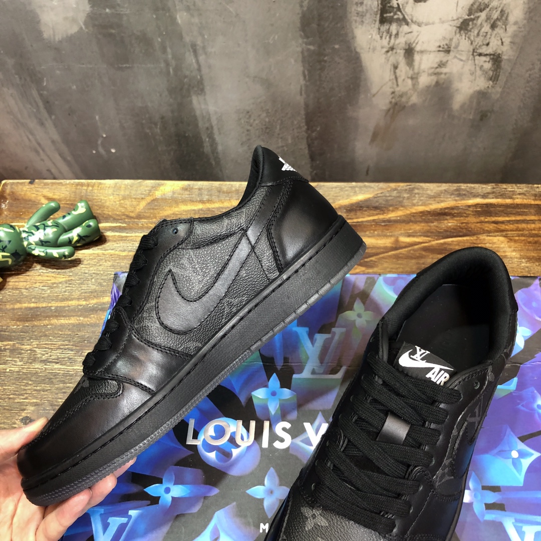 LV x AJ1 Lace-up Sneakers in black