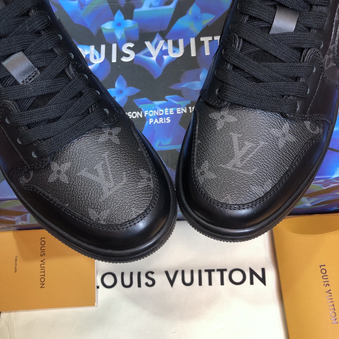 LV x AJ1 Lace-up Sneakers in black