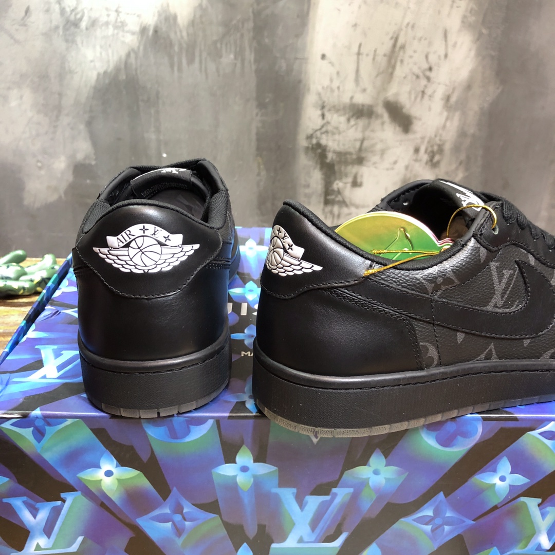 LV x AJ1 Lace-up Sneakers in black