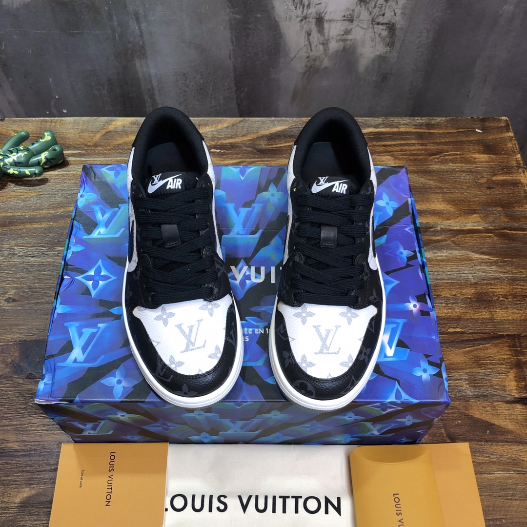 LV x AJ1 Lace-up Sneakers in black