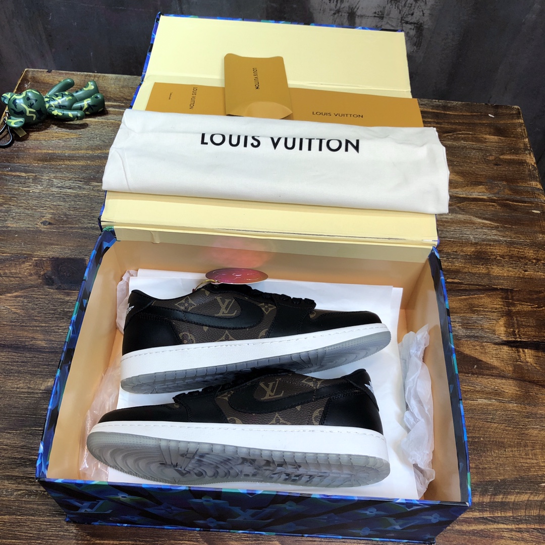 LV x AJ1 Lace-up Sneakers in black