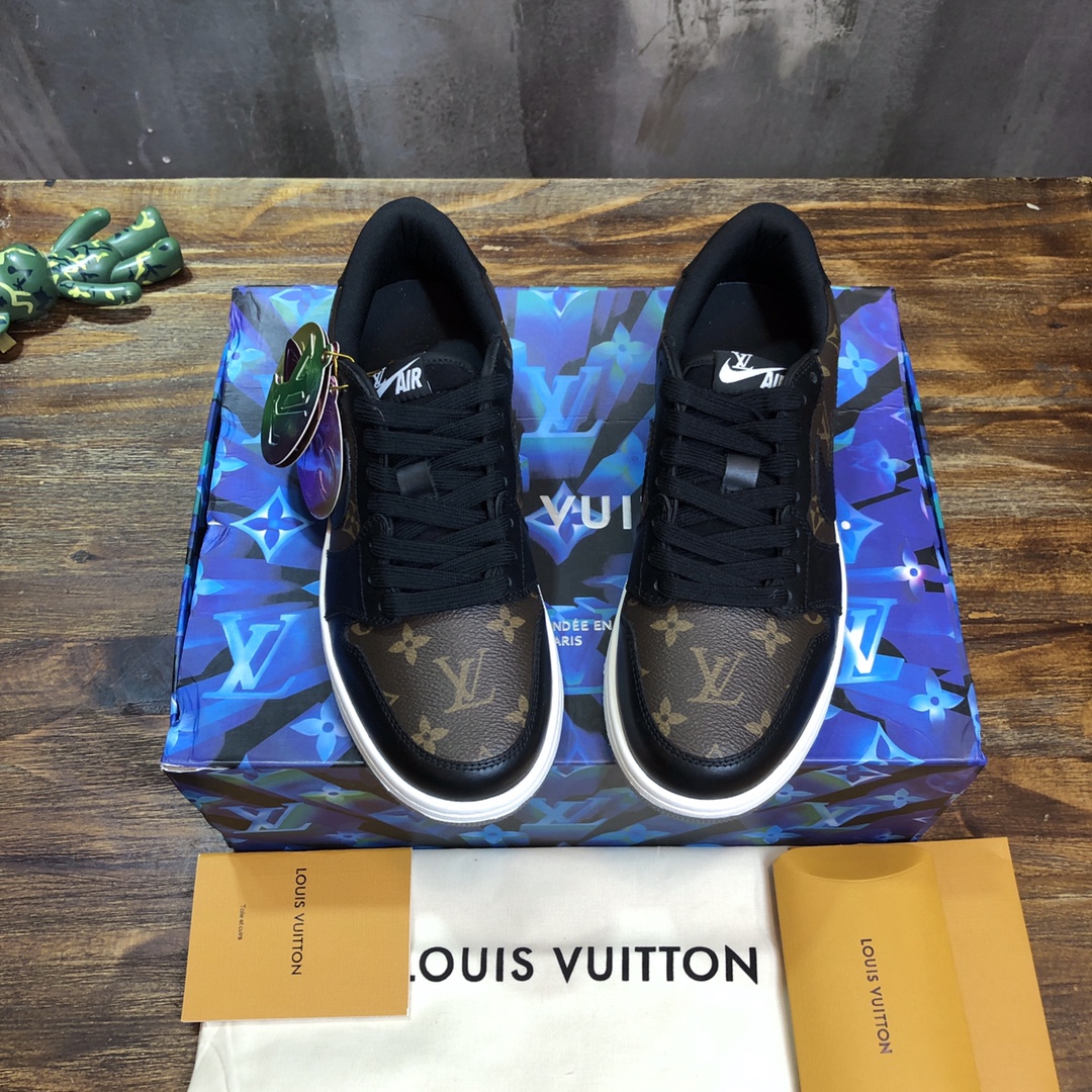 LV x AJ1 Lace-up Sneakers in black