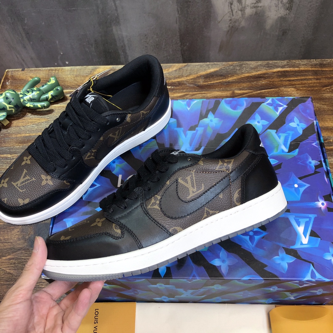 LV x AJ1 Lace-up Sneakers in black