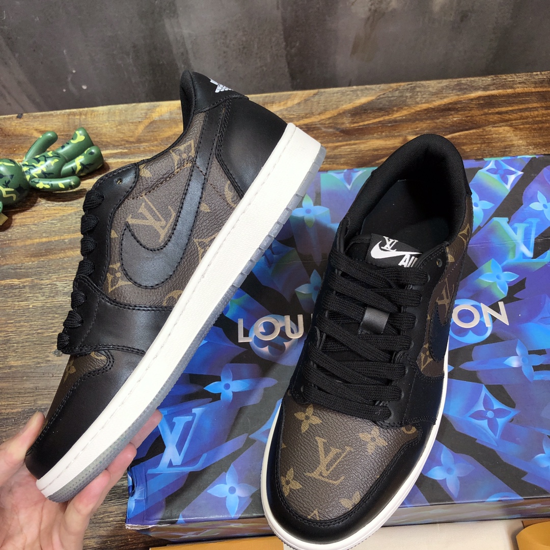 LV x AJ1 Lace-up Sneakers in black