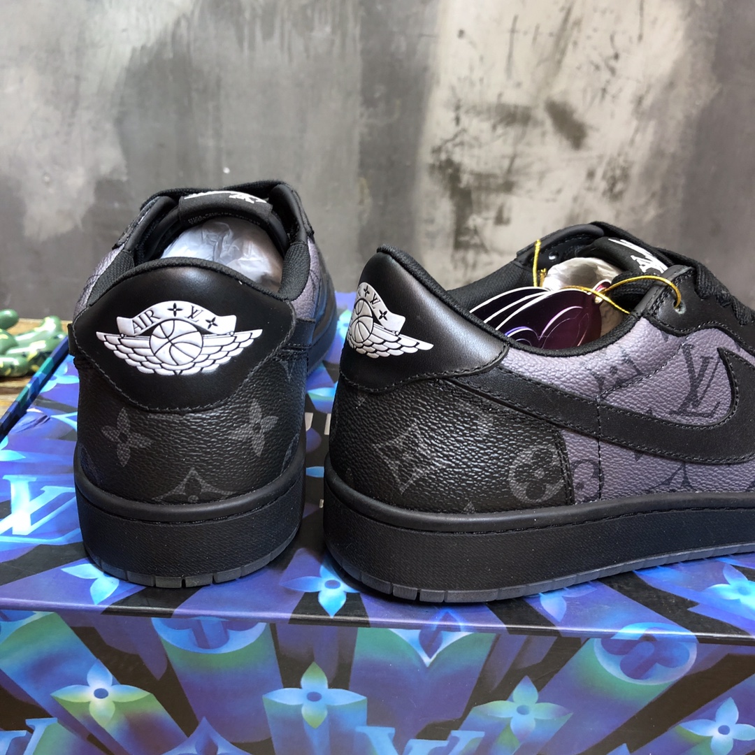 LV x AJ1 Lace-up Sneakers in black