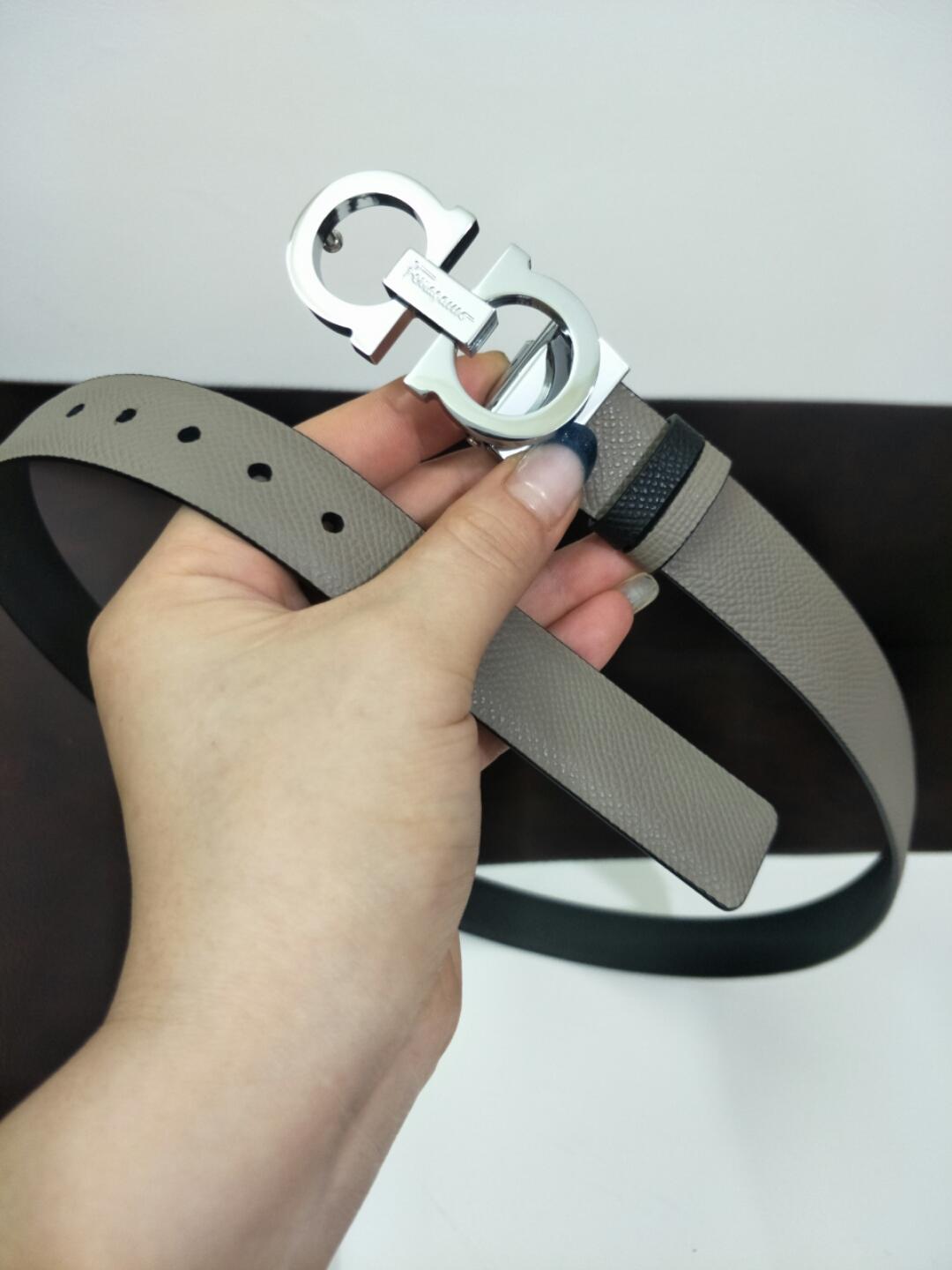 Silver Grey Ferragamo buckle belt ASS02131