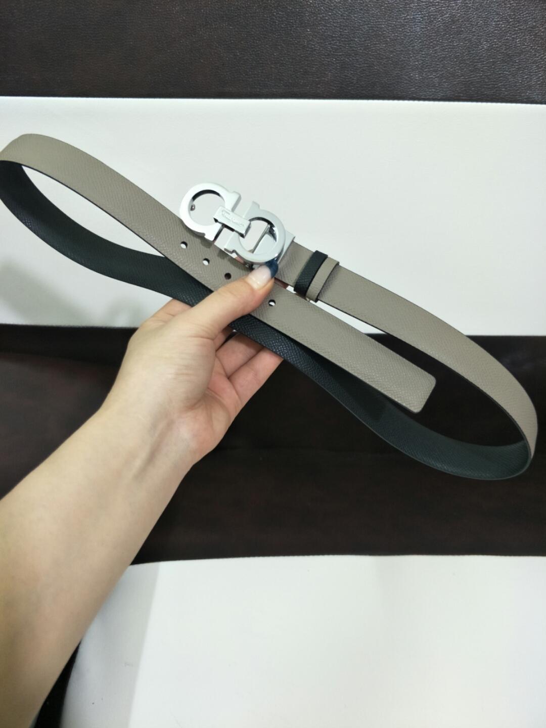 Silver Grey Ferragamo buckle belt ASS02131