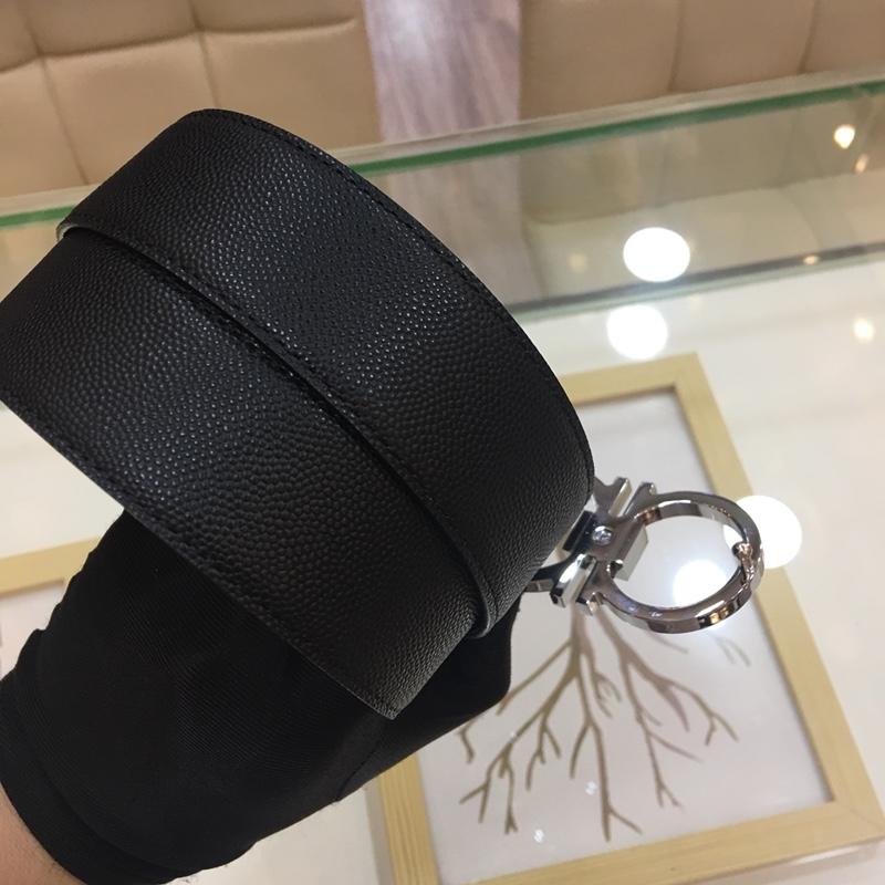 Silver Ferragamo black leather belt ASS02162