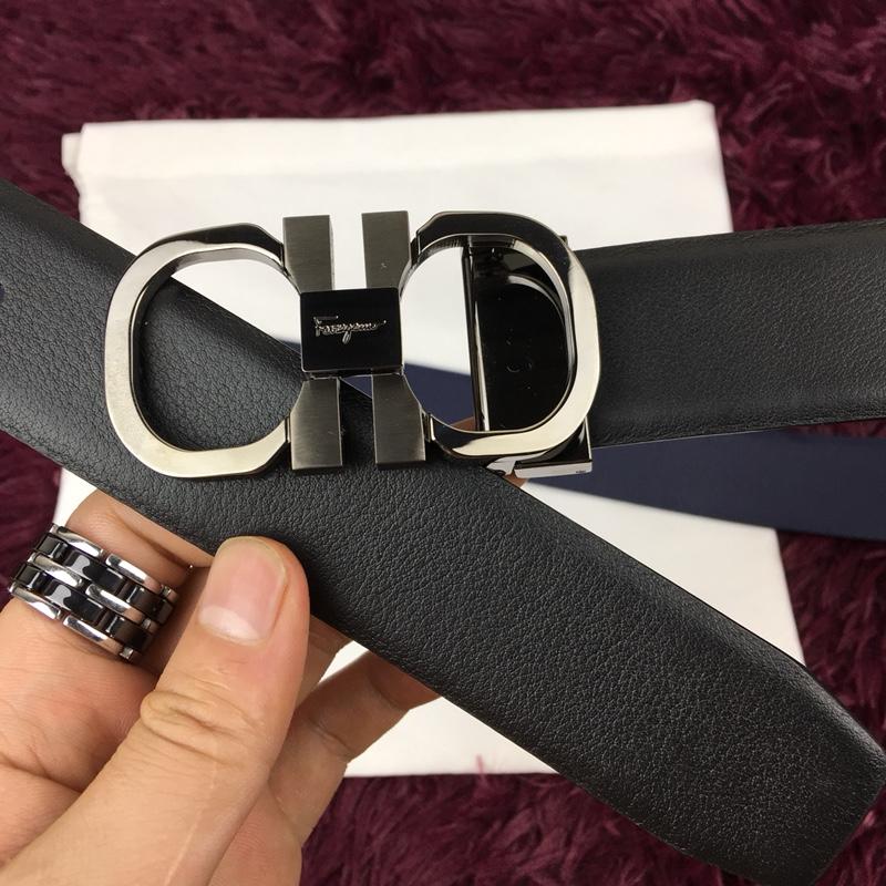 Silver black Ferragamo buckle belt ASS02220