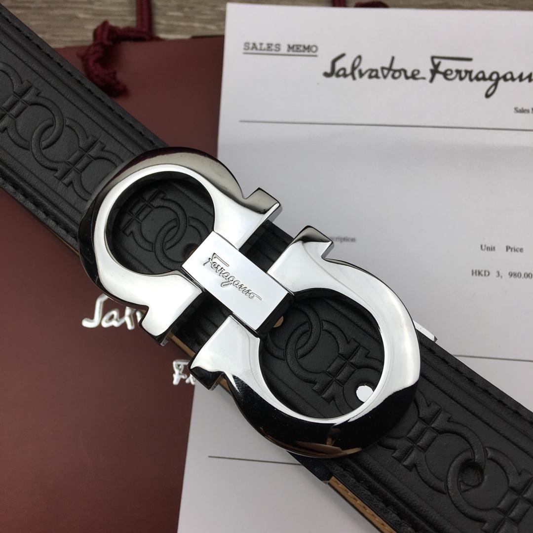 Shiny Silver Ferragamo buckle belt ASS02188