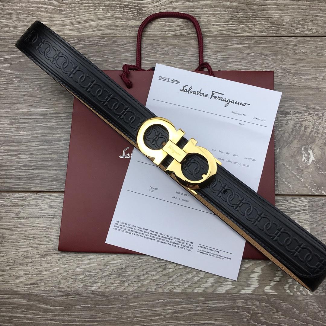 Shiny Ferragamo Gold buckle belt ASS02189