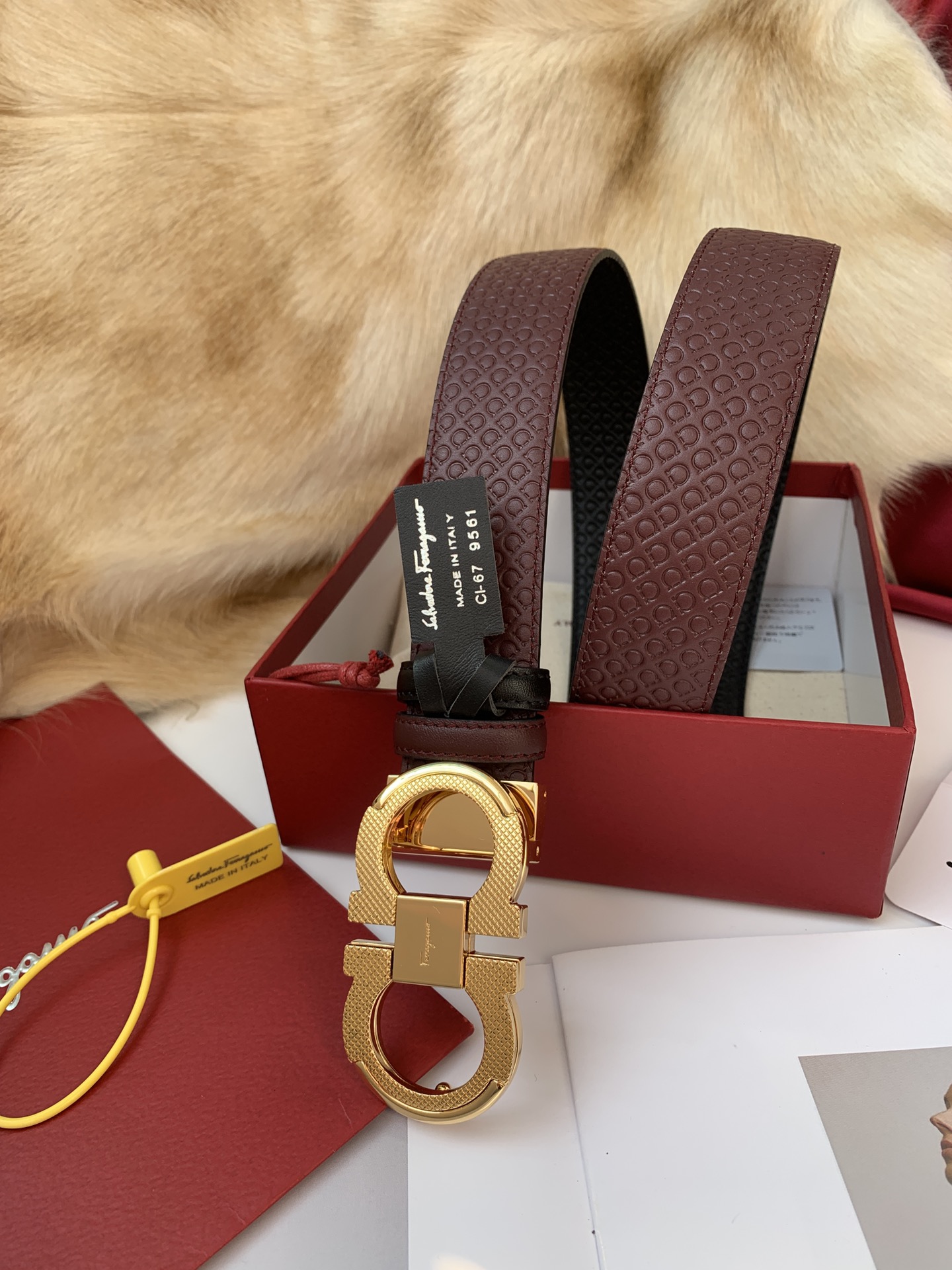 Salvatore Ferragamo Belt in Claret