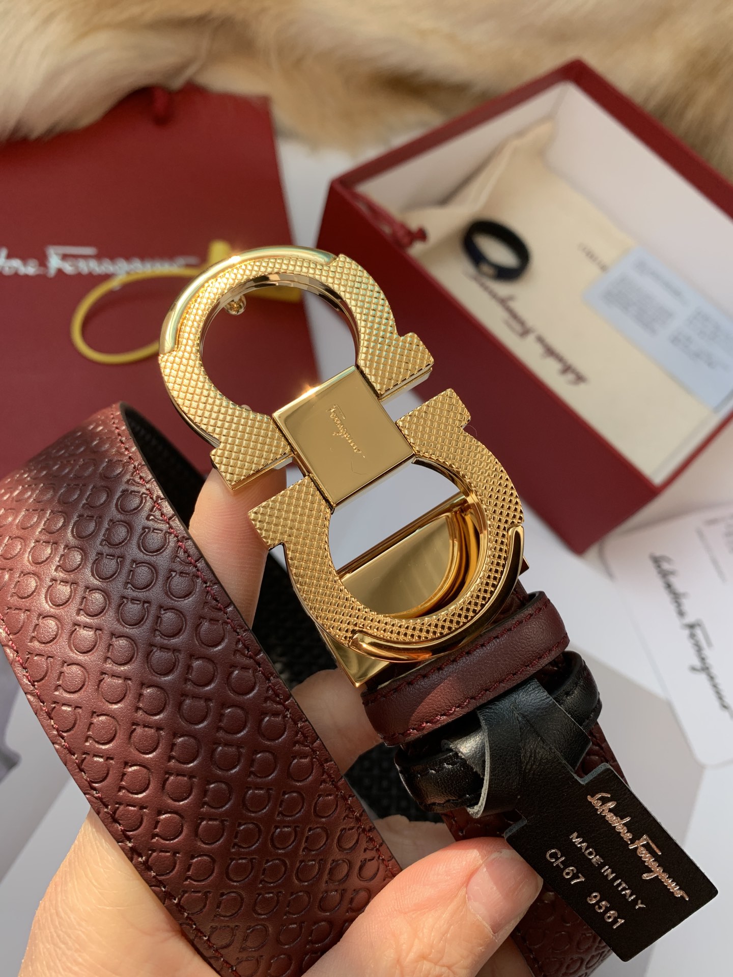 Salvatore Ferragamo Belt in Claret