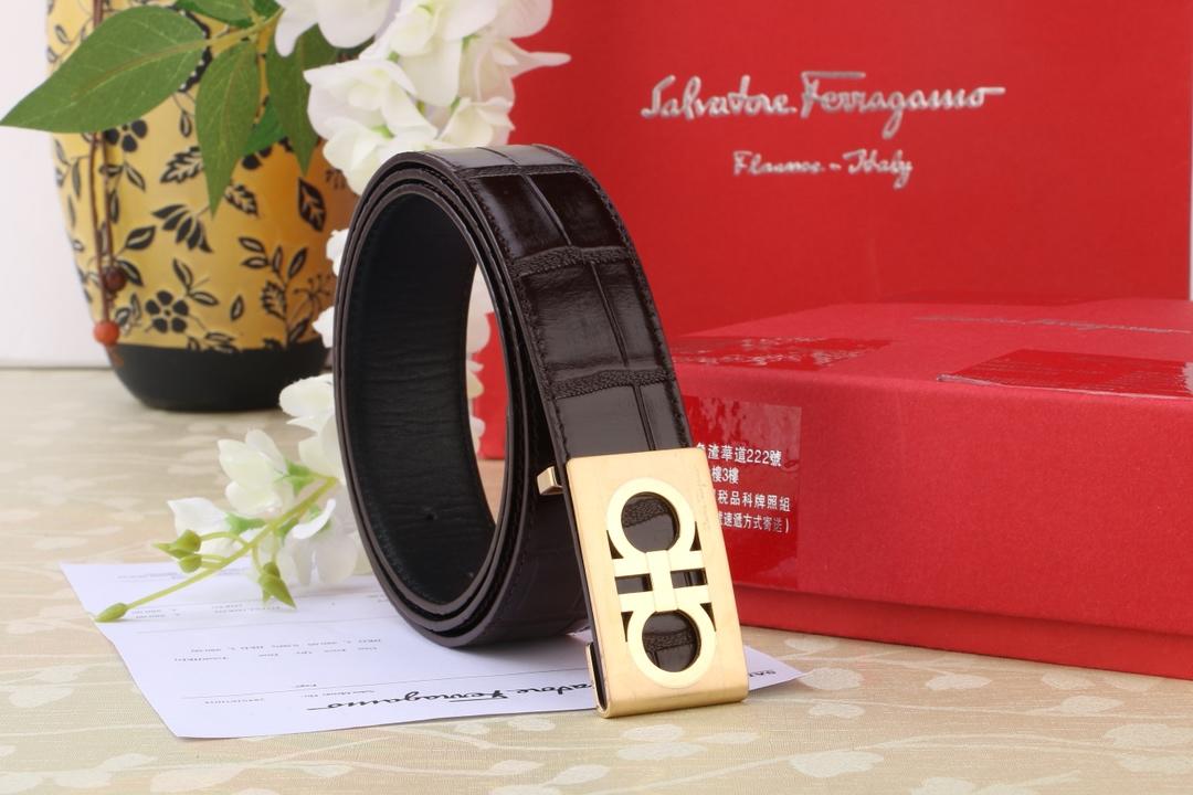 Rectangular Golden buckle belt ASS02246