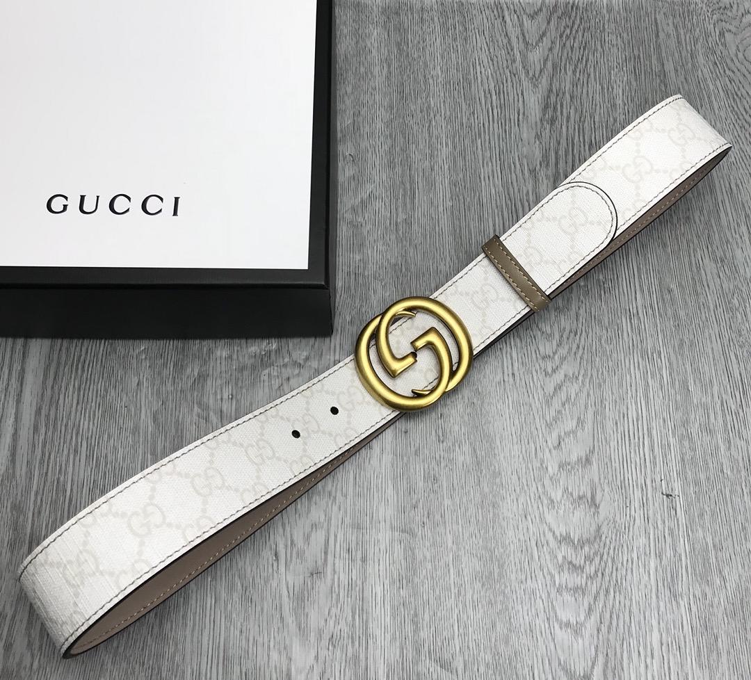 Gucci White leather Gold buckle belt ASS02365