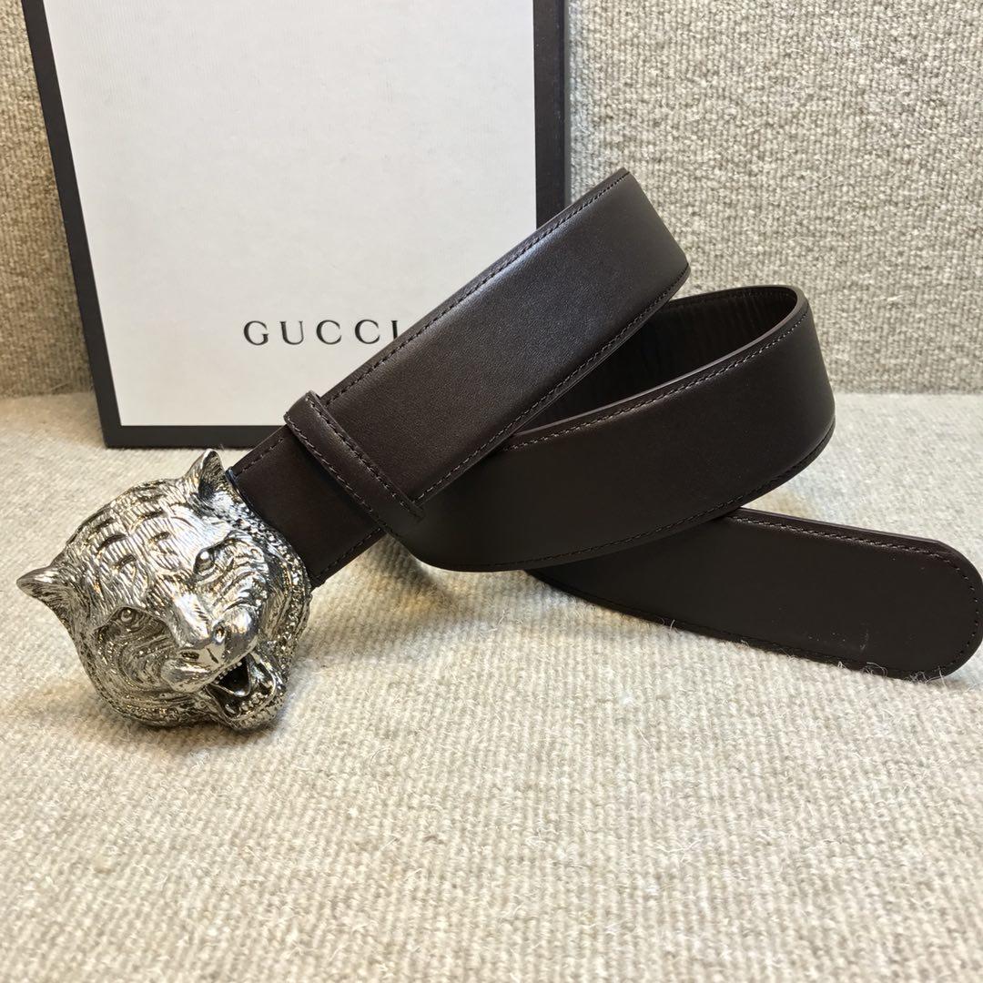 Gucci Lion Buckle Black leather belt ASS02358