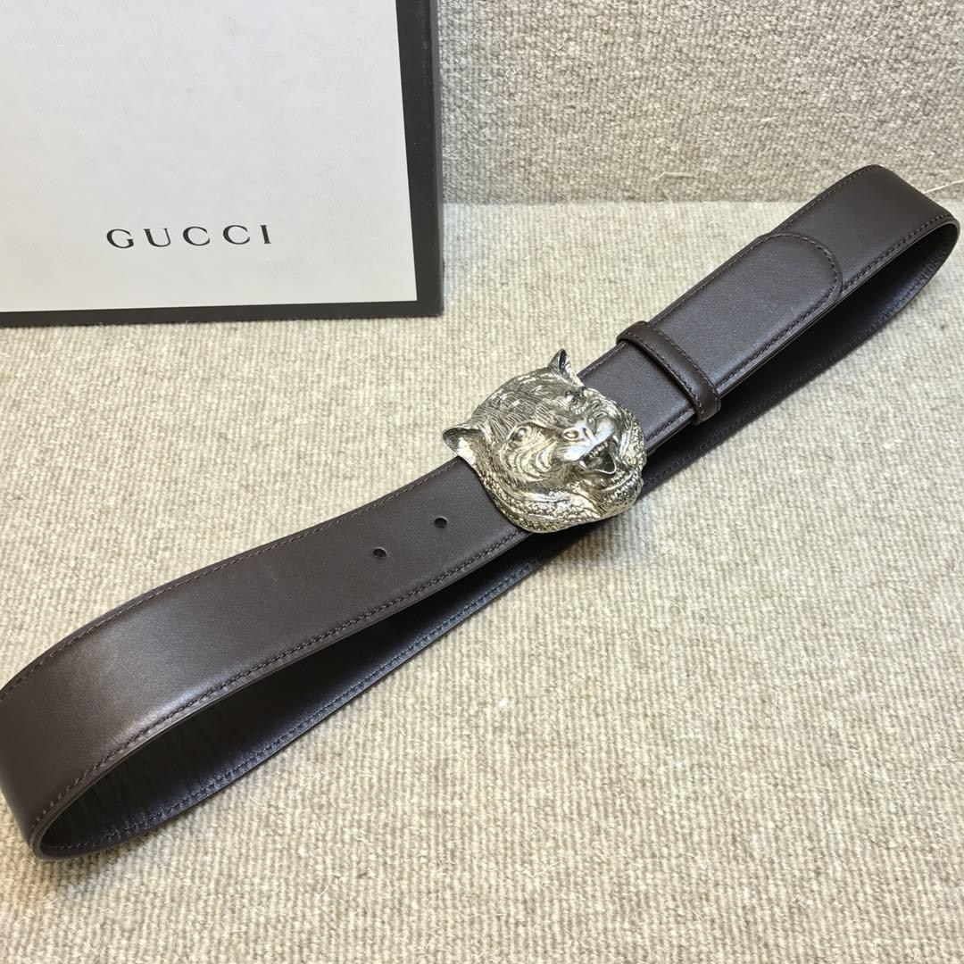 Gucci Lion Buckle Black leather belt ASS02358