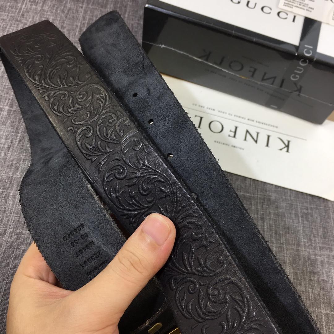 Gucci Gold Double G Black Leather belt ASS02420