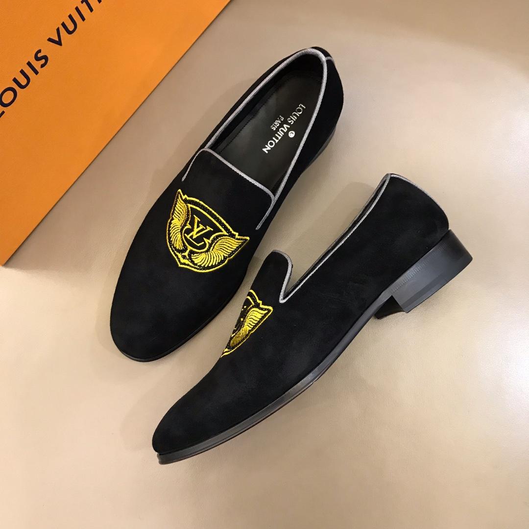 lv Black Suede leather Fashion Loafers MS02804