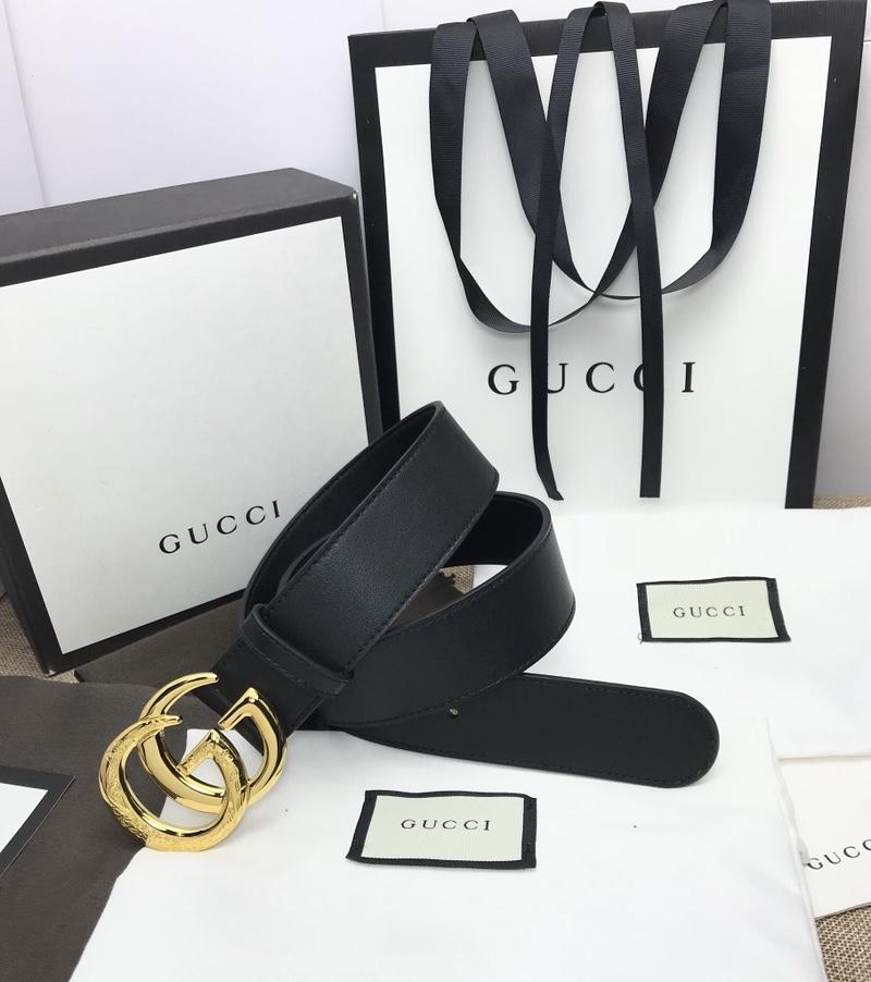 Gucci Double G Black leather buckle belt ASS02367
