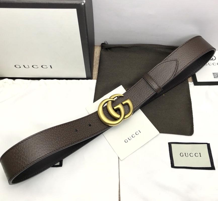 Gucci Brown leather Double G Gold Buckle belt ASS02341