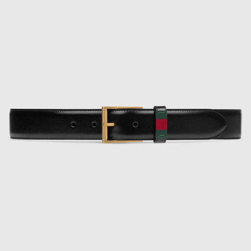 Gucci Black leather G-less buckle belt ASS02386