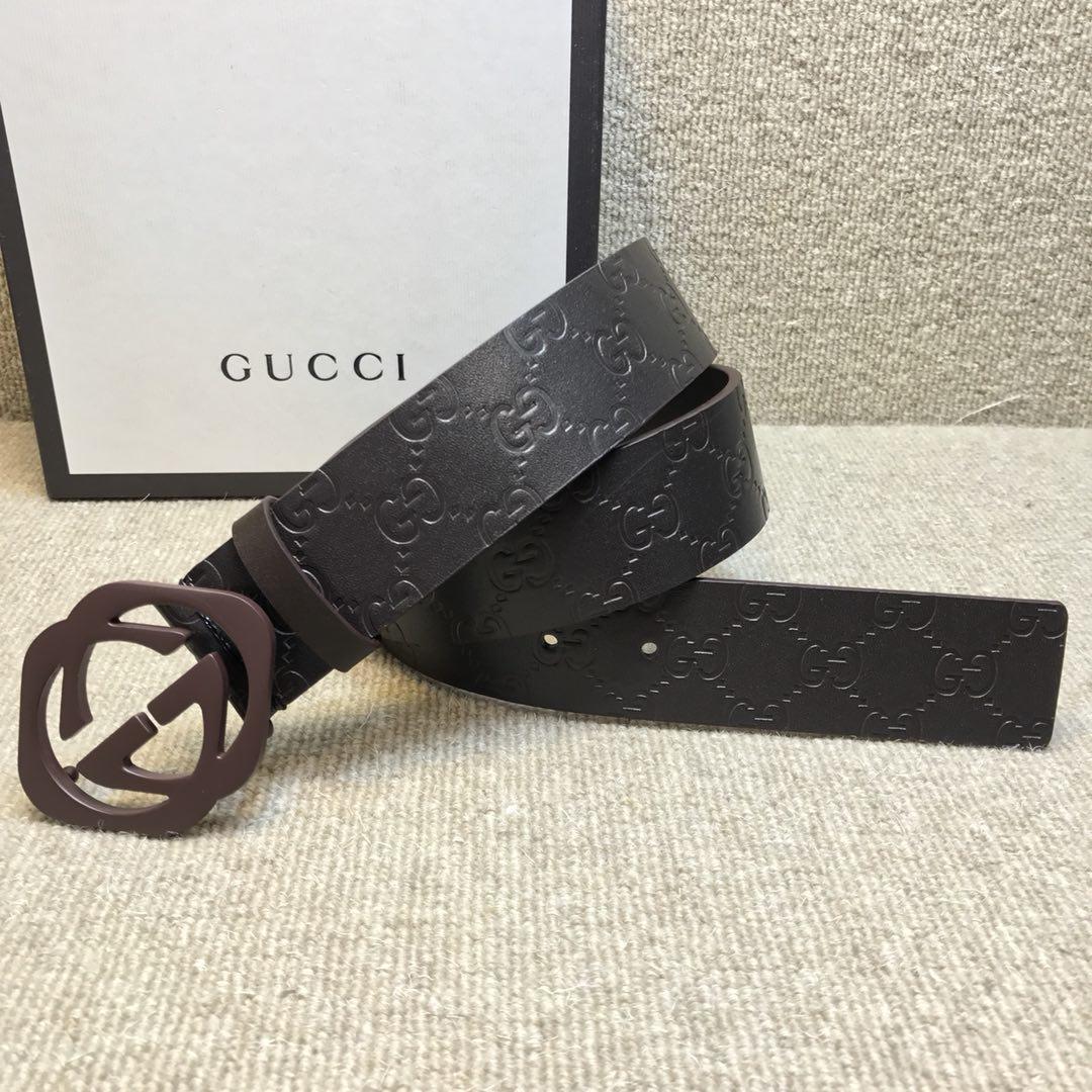 Gucci Black Interlocking G buckle belt ASS02337