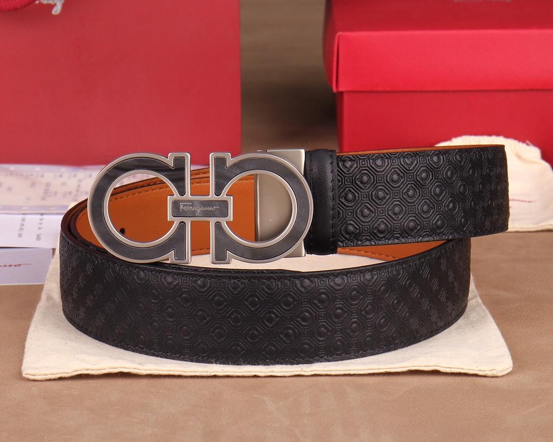 Grey Silver Ferragamo buckle belt ASS02153