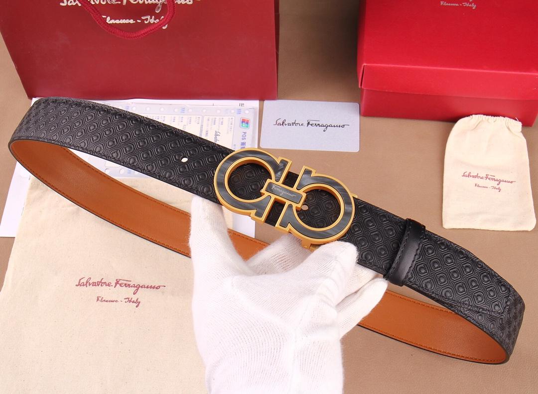 Golden Ferragamo buckle belt ASS02154