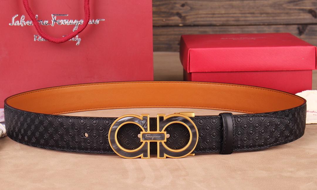 Golden Ferragamo buckle belt ASS02154