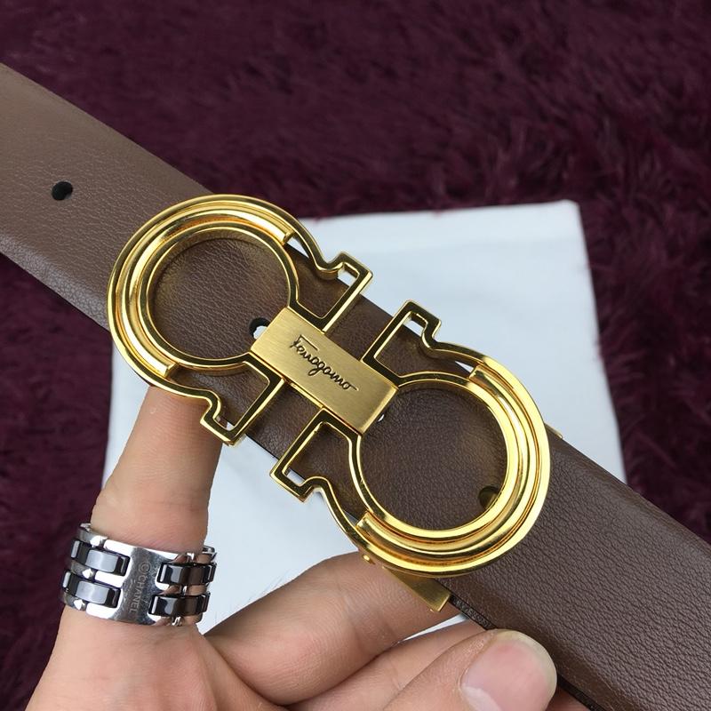 Golden Brown Ferragamo buckle belt ASS02221