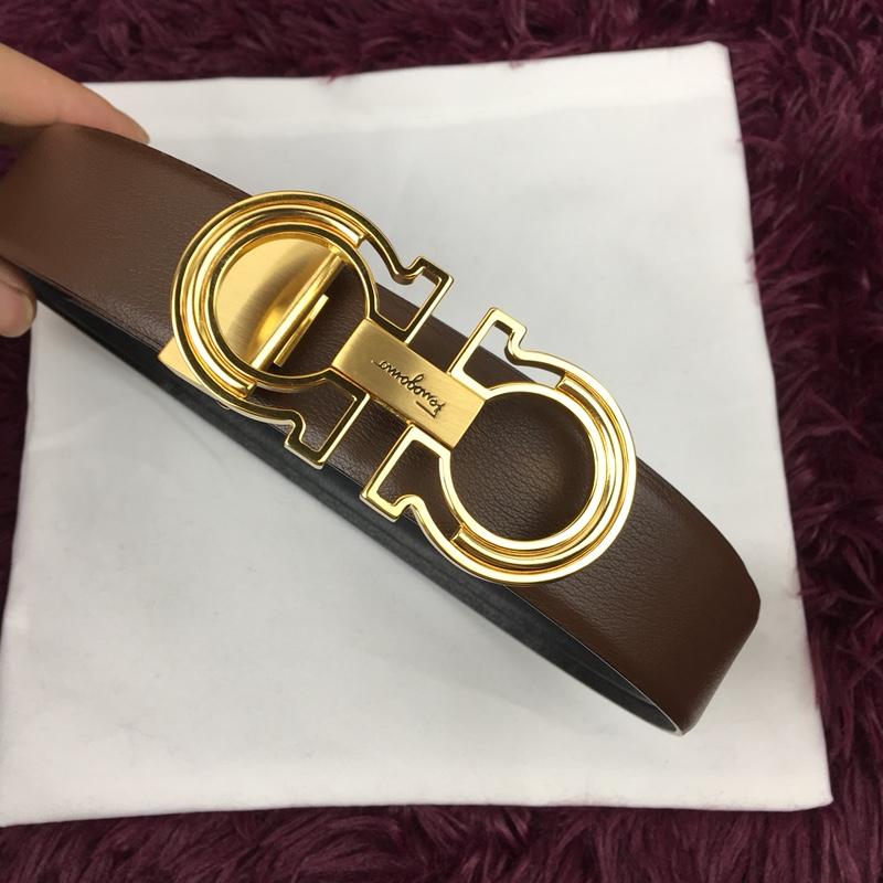 Golden Brown Ferragamo buckle belt ASS02221