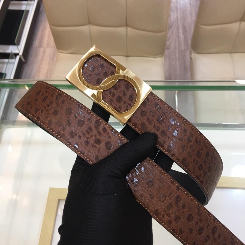 Gold Rectangular Ferragamo buckle belt ASS02207