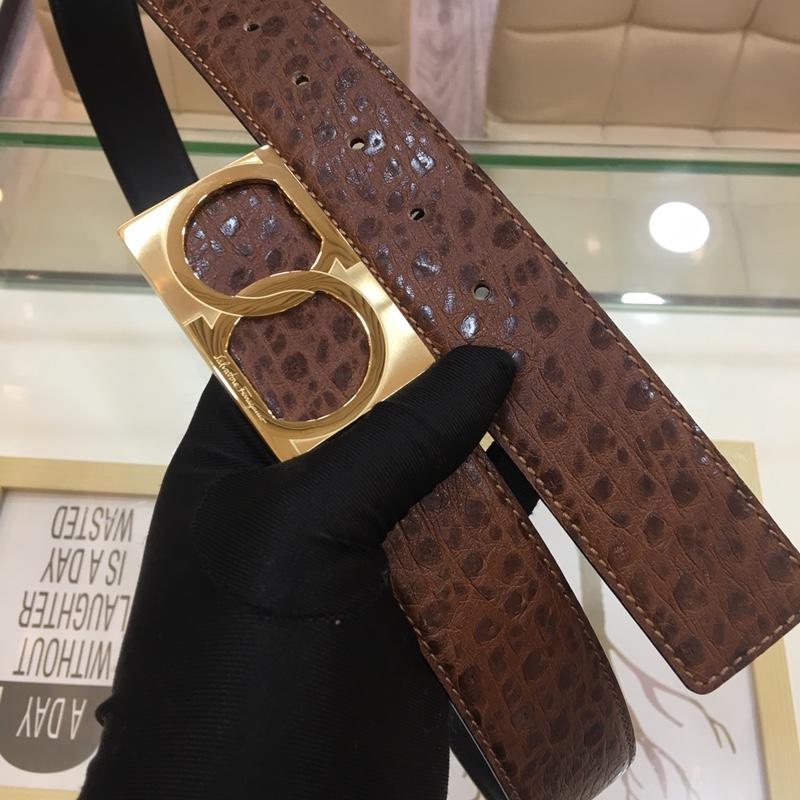 Gold Rectangular Ferragamo buckle belt ASS02207