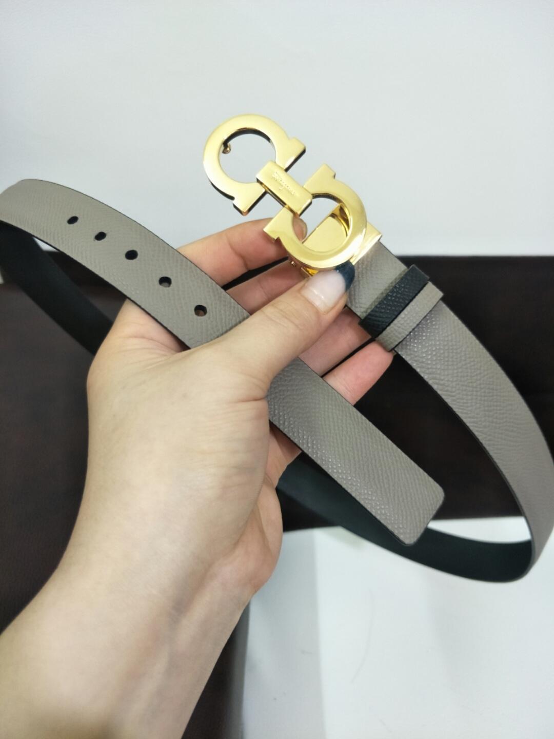 Gold Grey Ferragamo buckle belt ASS02130