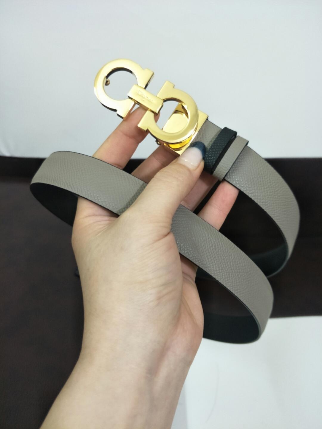 Gold Grey Ferragamo buckle belt ASS02130