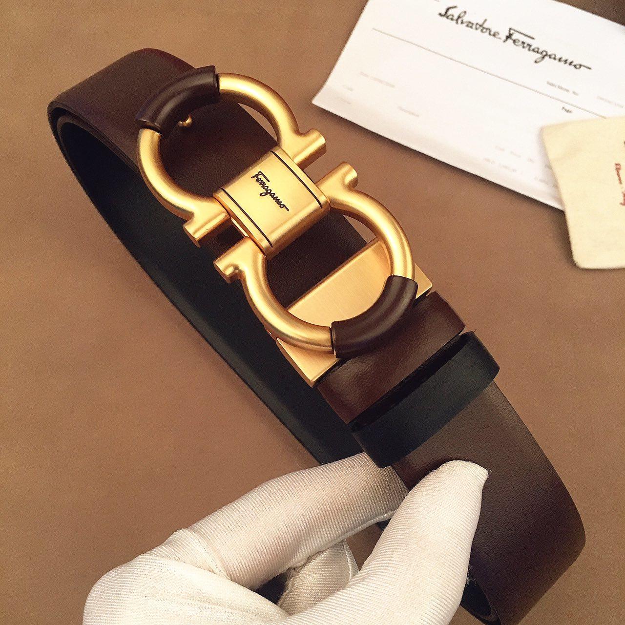 Gold Ferragamo buckle belt ASS02156