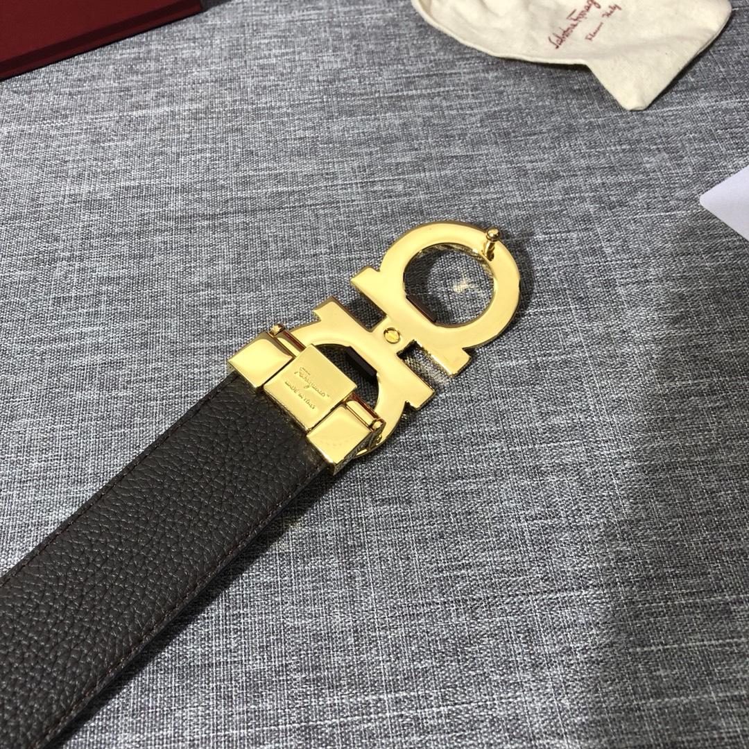Ferragamo Silver black leather belt ASS02186