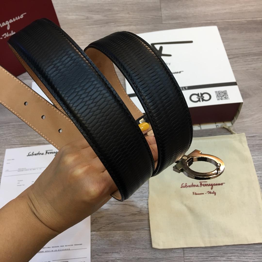 Ferragamo Silver Black belt ASS02249