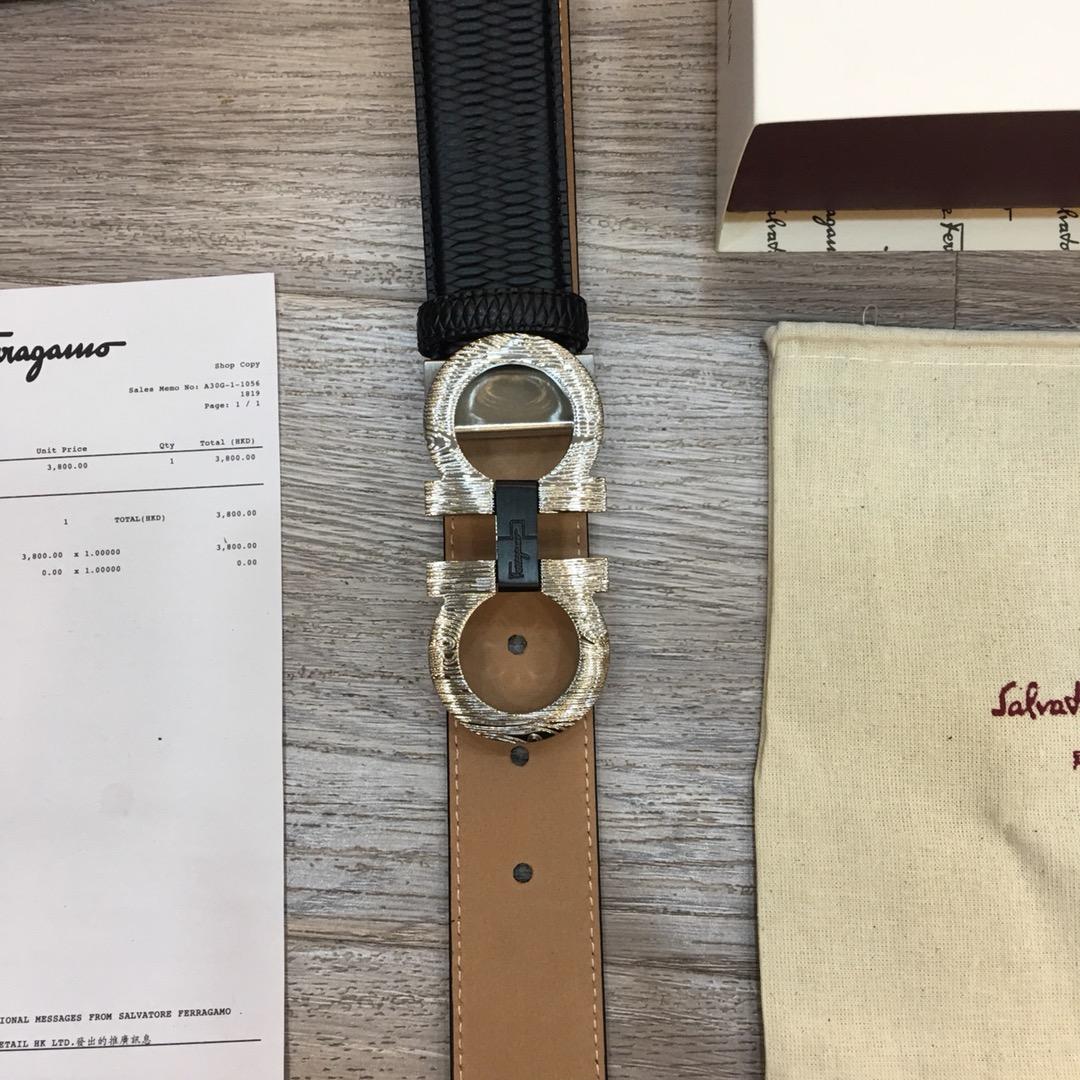 Ferragamo Silver Black belt ASS02249