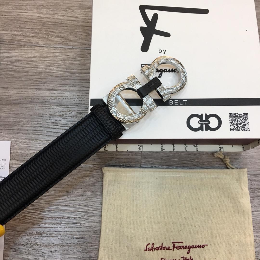 Ferragamo Silver Black belt ASS02249