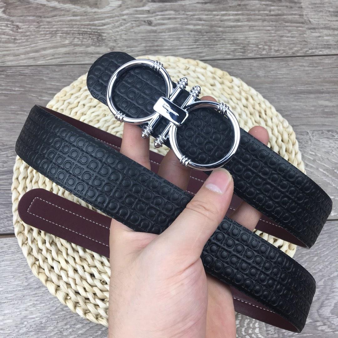 Ferragamo leather black Silver buckle belt ASS02238