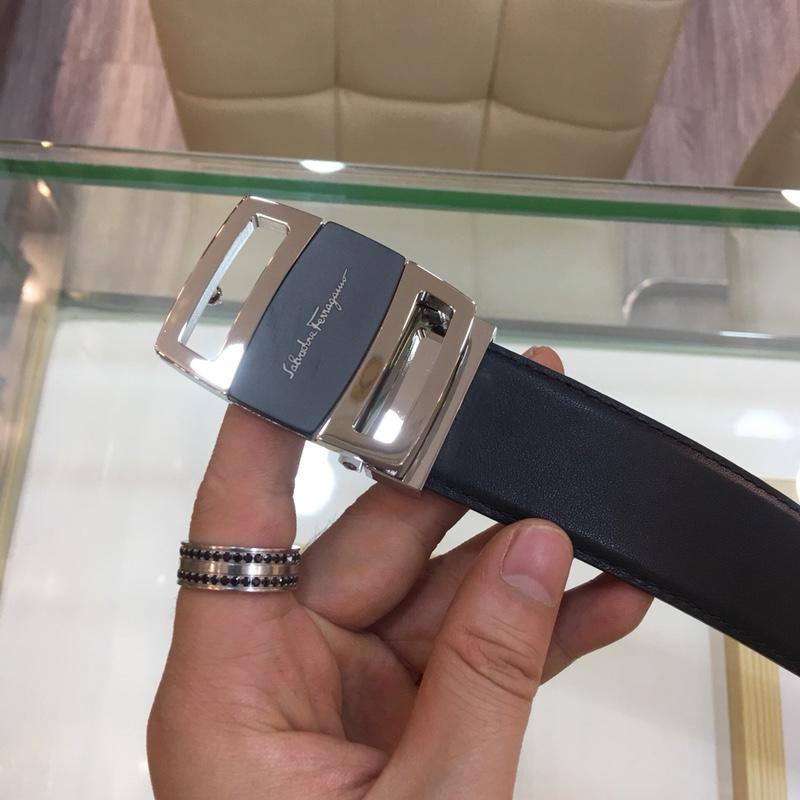 Ferragamo leather black Silver belt ASS02236